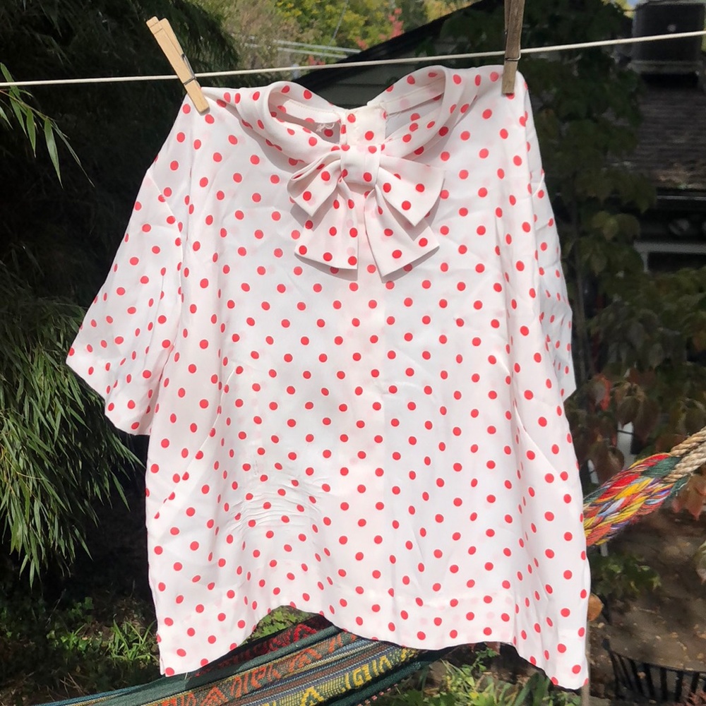 cute vintage pink polka dot blouse